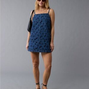 NWT AE Floral Denim Mini Shift Dress